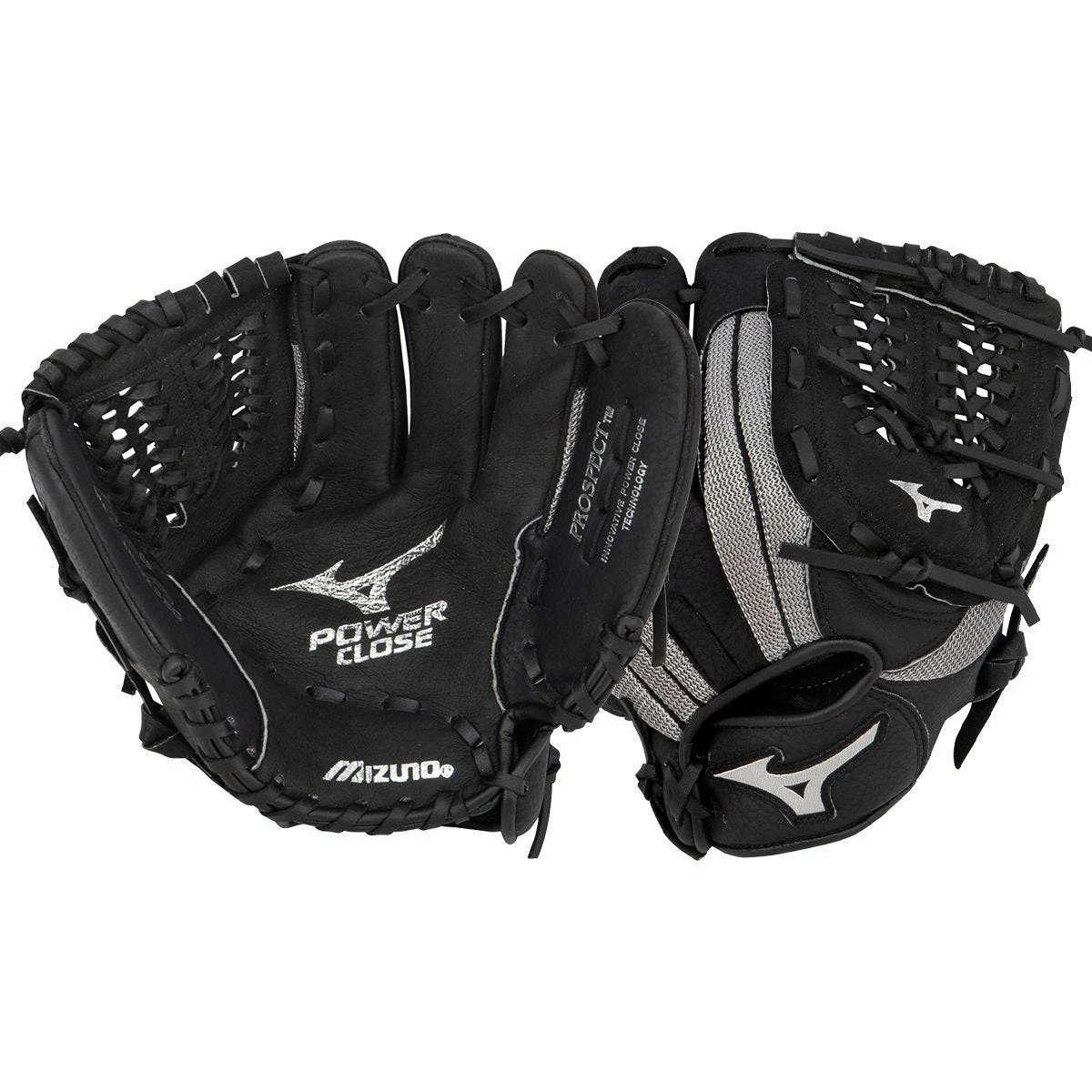 Mizuno Prospect Series PowerClose 11" Youth Baseball Glove - Black/Smoke - 2019 Model 3 Mizuno Prospect Series PowerClose 11" Youth Baseball Glove - Black/Smoke - 2019 Model